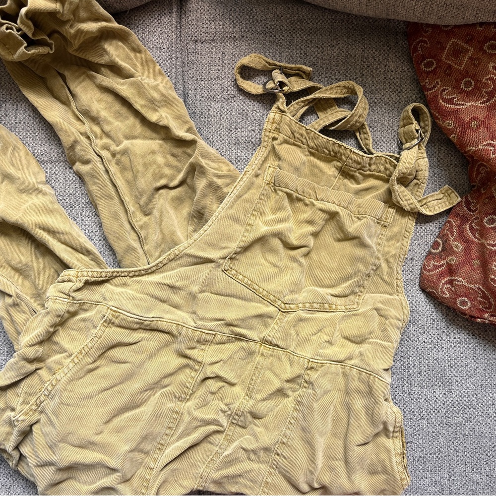 Aerie Khaki Overalls with Adjustable Straps